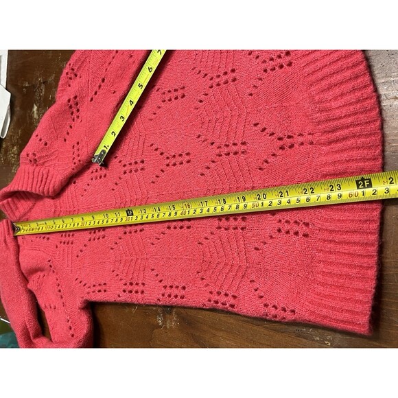 Gap Sweater Womens Small Pointelle Scallop Trim Pink Coquette Heritage - Picture 9 of 12
